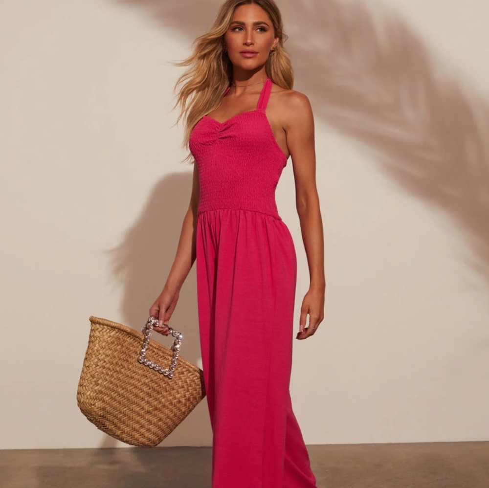 VICI Dovie Smocked Halter Jumpsuit